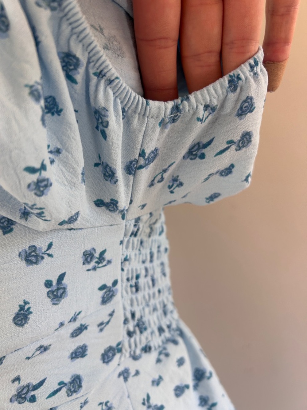 NO BOUNDARIES Y2K Babydoll Mini Dress Cottage Coquette Romantic Floral Blue Sz S - Picture 10 of 14